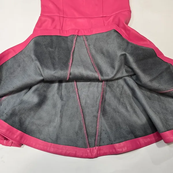 Susana Monaco Faux Leather Corset Flare Dress in Azalea - Image 6