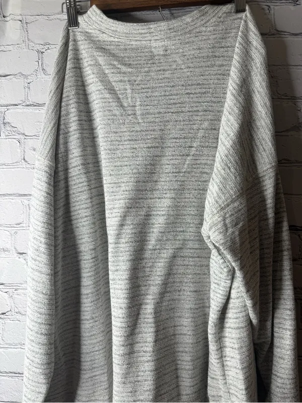 Aerie Light Gray Striped Knit Crewneck Sweater large - Image 4