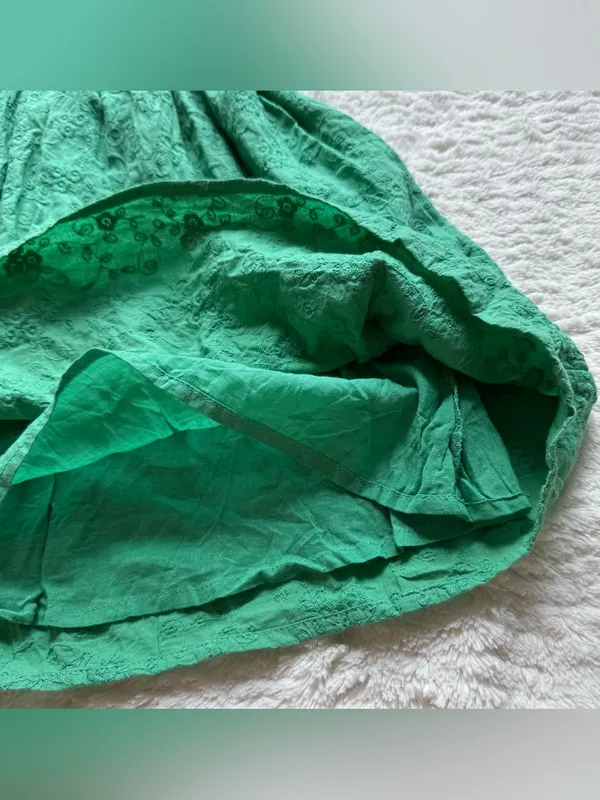 Tuckernuck Pomander Place Cotton Mini Dress XS Green Puff Sleeve Embroidered - Image 9