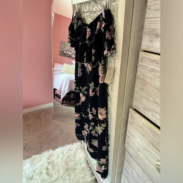 Flynn Skye Anthropologie romantic strapless midi dress garden party botanical NWT XS - Image 4