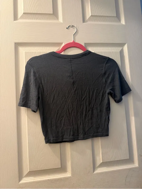lululemon athletica Black Short Sleeve Crop Top - Image 3