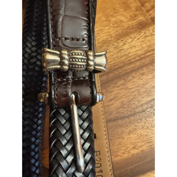 Onyx Brighton Women’s Braided Black Leather Belt L/34 - Image 8