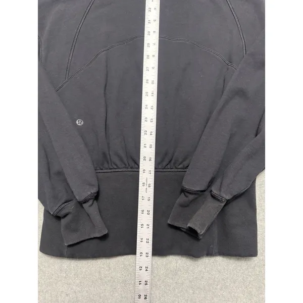 Lululemon Black Full Zip Balloon Sleeve Hooded Sweater Jacket 6 - Image 10