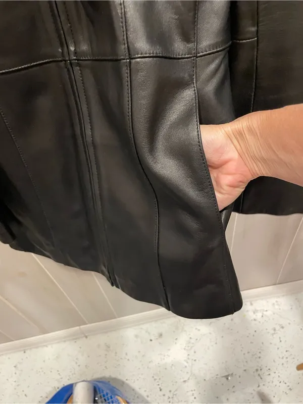 Croft & Barrow Cute cool classic 90s zip front lined buttery black leather jacket pockets - Image 4