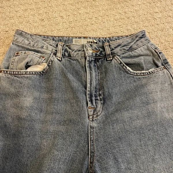 Topshop High Waist Crop Raw Hem Straight Leg Jeans 28 - Image 6