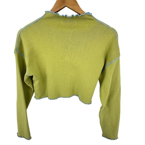 VTG Y2K Urban Outfitters Lettuce Edge Crop Knit Top Indie Mall Core Ribbed‎ Twee - Image 3