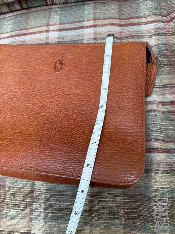 Ralph Lauren Chestnut Brown Pebbled Leather Wristlet Clutch - Image 7