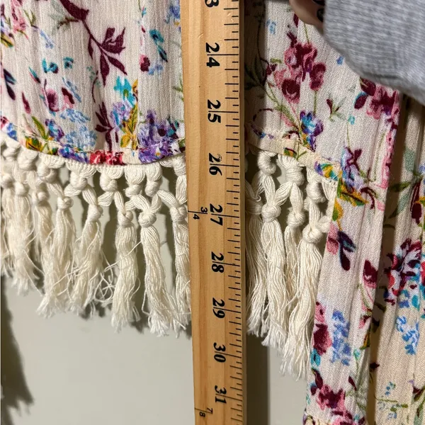 Kori America plus women’s 1XL/2XL Open Cardigan Womens Cover Up Floral Fringe - Image 5