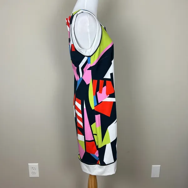 Dolcezza Dress Womens Medium Colorful Shift 60s 70s Sleeveless Pocket Mod Mini M - Image 7