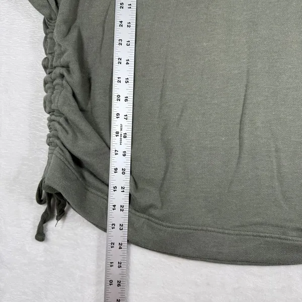 Aerie Womens XL‎ Olive Green Ruched Side Cinch Pullover Hoodie Sweatshirt 05/22 - Image 4