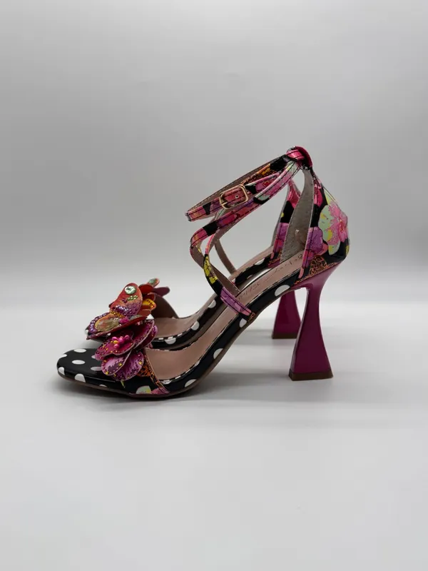 Betsey Johnson Camile Sandals 3D Butterfly Floral Ankle Strap Polka Dot Heel 5.5 - Image 7