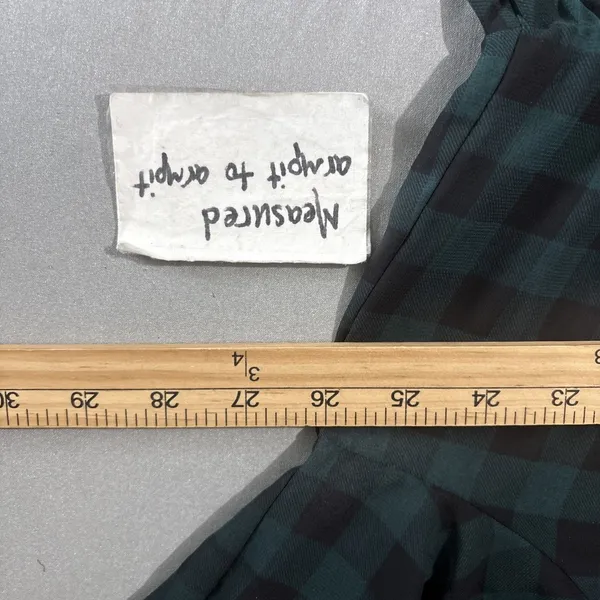 Torrid Sheer Top Plus Size 3 3X Green Black Checkered Gingham Peasant Babydoll - Image 8