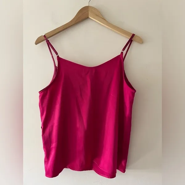 Lulus Reanna Magenta Pink Satin Surplice Tank Top‎ - Image 4