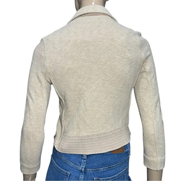 Ralph Lauren Vintage Women’s Tan Beige Herringbone Suede Trim Jacket Size 4 - Image 6