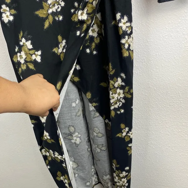 Reformation Floral Sweetheart Neck Midi Dress Long Sleeve Side Slit Size 6 . - Image 6