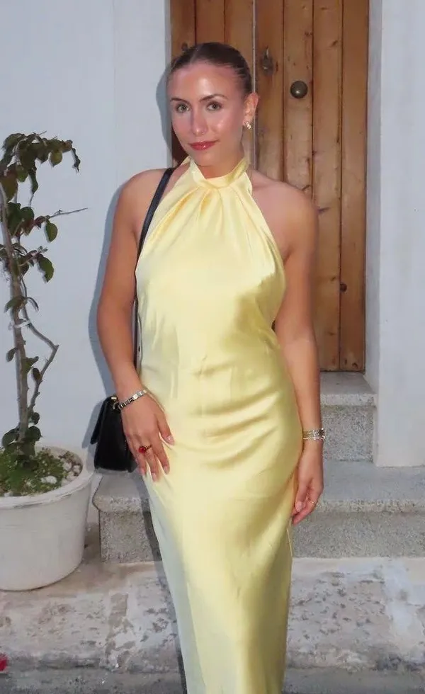 Zara butter Yellow Backless Halter maxi Dress holiday evening wedding - Image 7