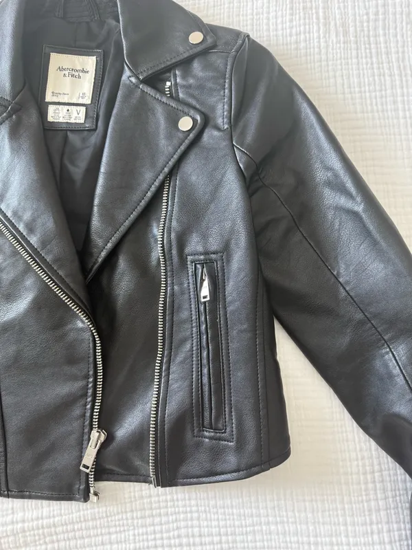 Abercrombie Vegan Leather Jacket Black - Image 2