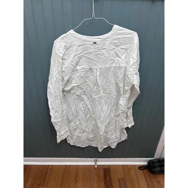ONeill Womens White Cotton Gauze V-Neck Long Sleeve‎ Tunic Top Size L - Image 3