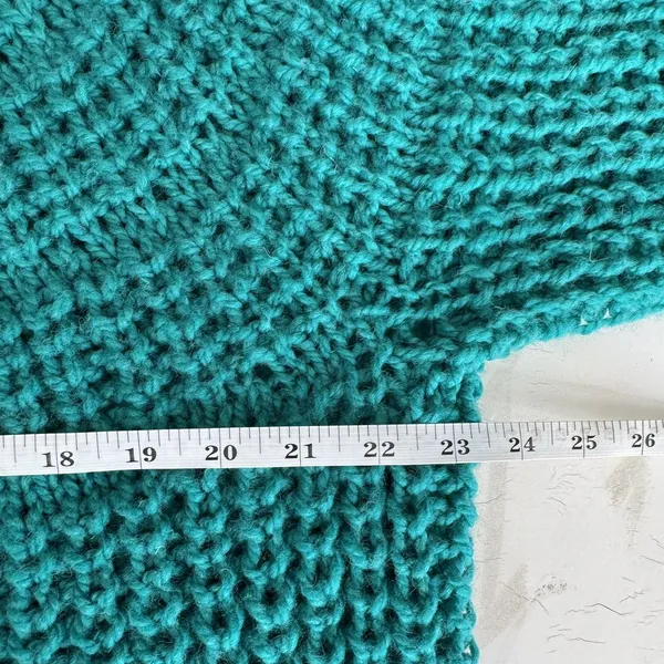 Handmade Chunky Knit Sweater Women XL Teal Turquoise Oversized Balloon Sleeve - Image 7
