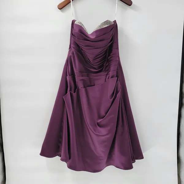 DaVinci Prom Dress Womens 14 Purple Satin Strapless Jeweled Band Formal Cocktail - Image 8