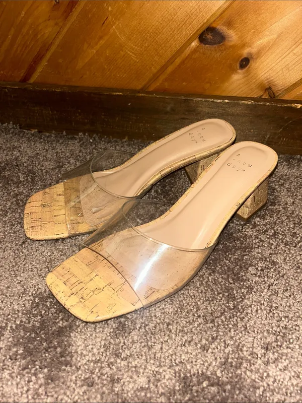 A New Day Harlow Transparent strap & cork block heel Mules - Image 3