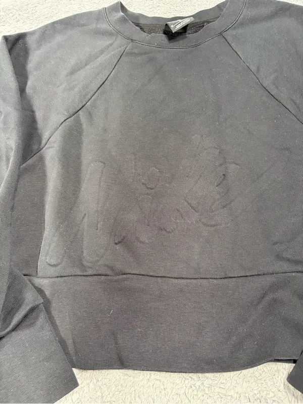 Nike Black Cropped Crewneck Sweatshirt logo medium - Image 2