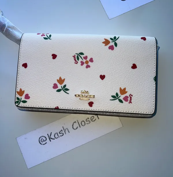 Coach Anna Foldover Clutch Crossbody With Heart Petal Print - Image 3
