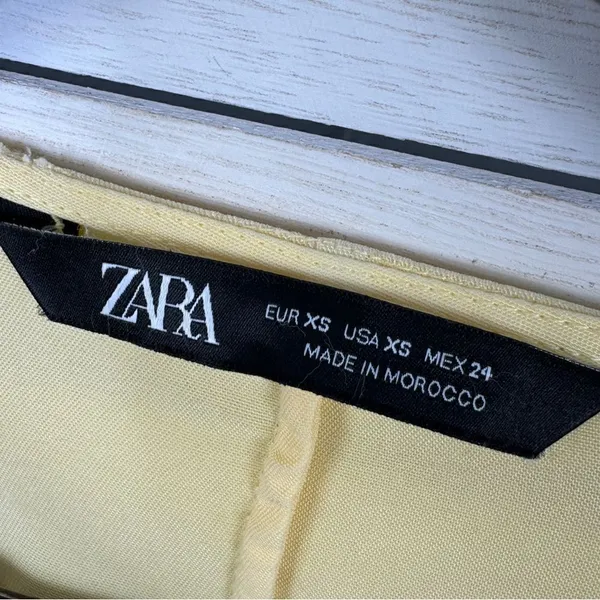 Zara Button Front Tie Waist Shirt Dress‎ Yellow XS Cap Sleeve - Image 12