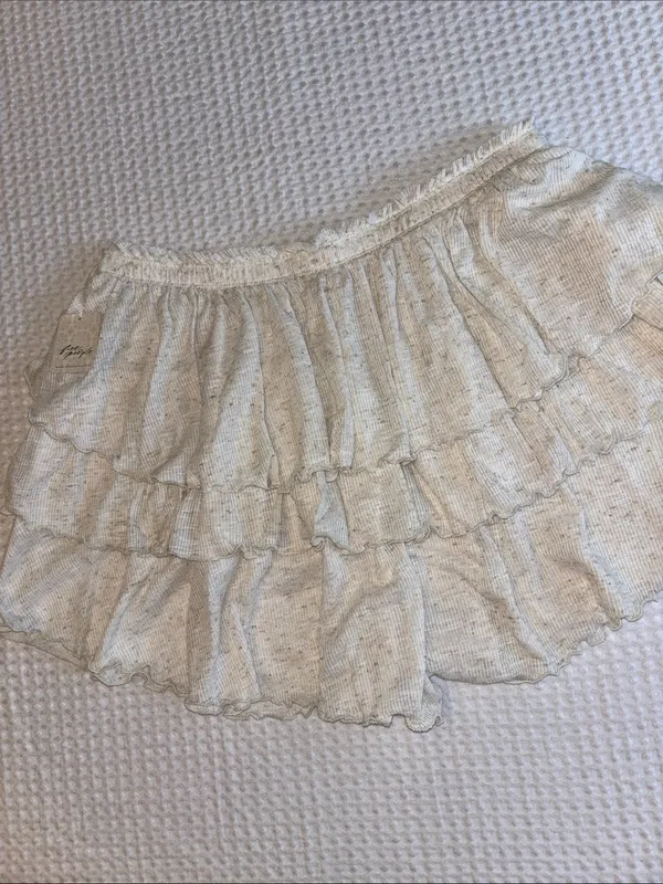 NEW! Free People free-est MILA Neutral Cream Tiered Ruffle Skort Mini Skirt L - Image 13