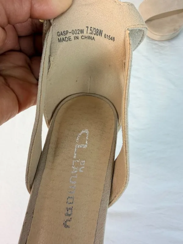 CL By Laundry Womens Beige Suede Block Heel Sandals Size 7.5W - Image 5
