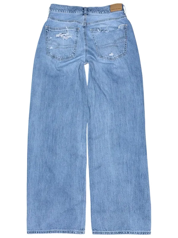 American Eagle Skater Jeans Baggy Wide Leg Distressed Medium Blue Wash Women’s 2 - Image 2