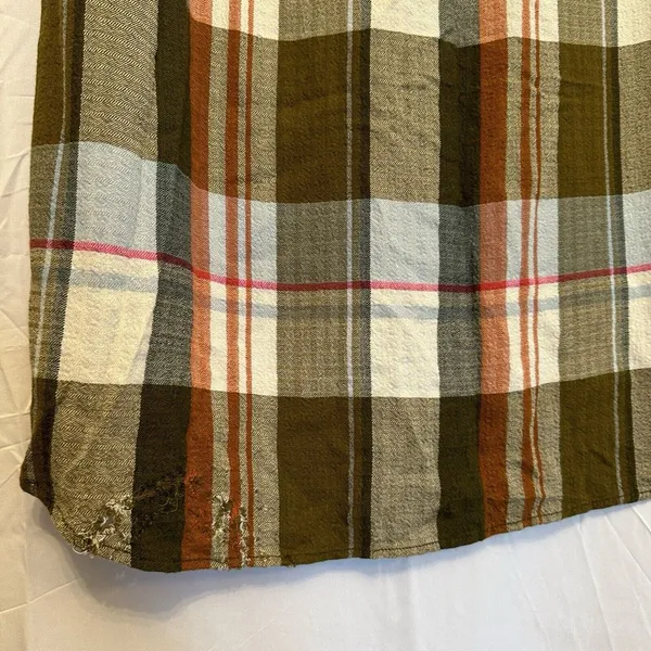 Anthropologie‎ Pilcro Size Medium Plaid Side-Slit Maxi Tunic Duster Button Down - Image 7