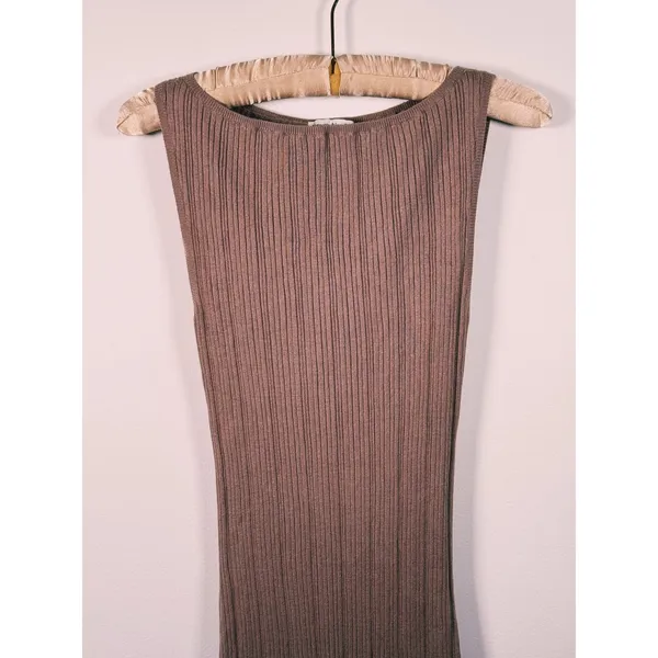Abercrombie & Fitch Sleeveless Ribbed Knit Maxi Dress M Tan Minimal Old Money - Image 6