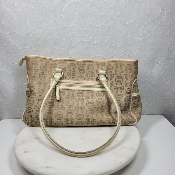 Vintage Etienne Aigner Monogram Logo Tote Shoulder Bag Large Office Pockets - Image 11