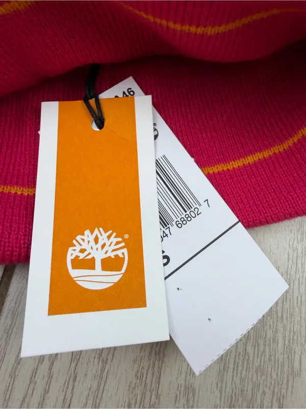 Timberland Women’s Logo Front Patch Beanie Hat O/S Pink/Magenta $30 - Image 4