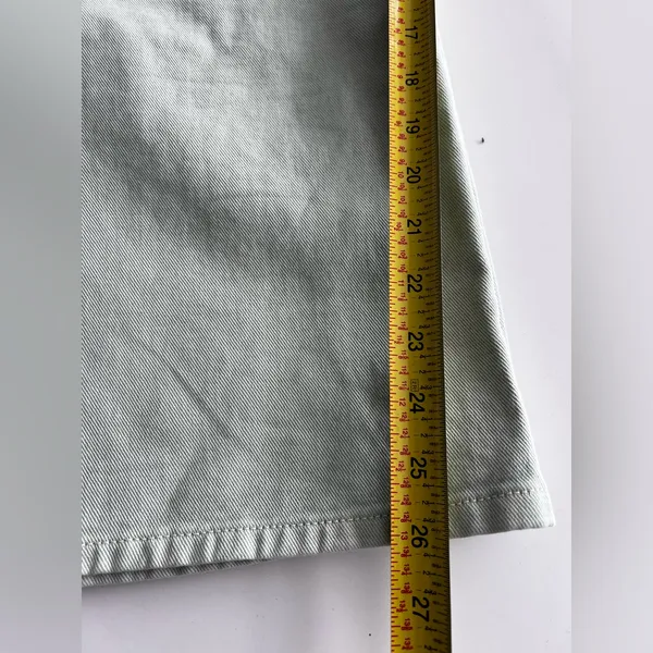 Zara Wide Leg Cropped Jeans Gold Button Front Pockets in Mint Green 4 - Image 8