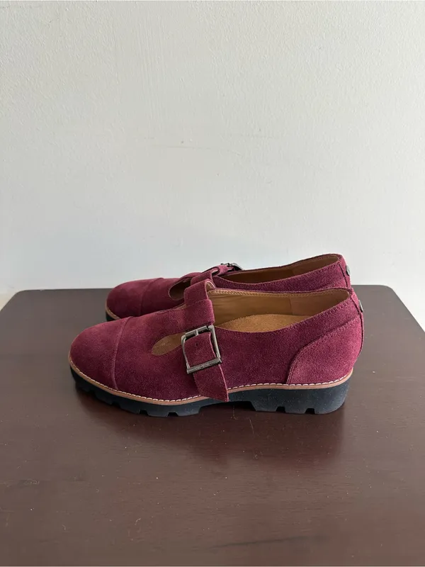 Vionic Women's Carmen T-Strap Loafer Suede Port Wine Size 6 - Image 6
