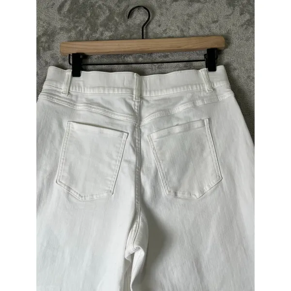 SPANX shape Every Wear Cropped Wide Leg Pull-On Jeans White Large Stretch Denim - Image 4