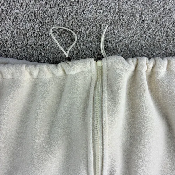 Qinsen Fleece Cropped Jacket‎ Pullover Women's Size Small Cream Y2K Drawstring - Image 8
