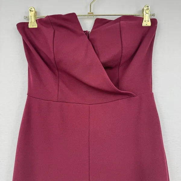 Trixxi Strapless Burgundy Ruched Leg Jumpsuit M Formal Cocktail Evening Romper - Image 3