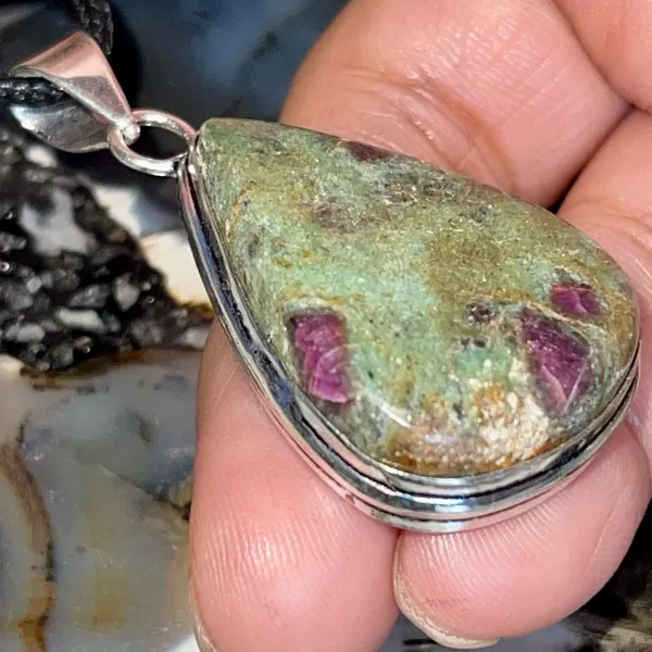 Ruby Fuchsite Crystal Pendant 2” Green - Image 9