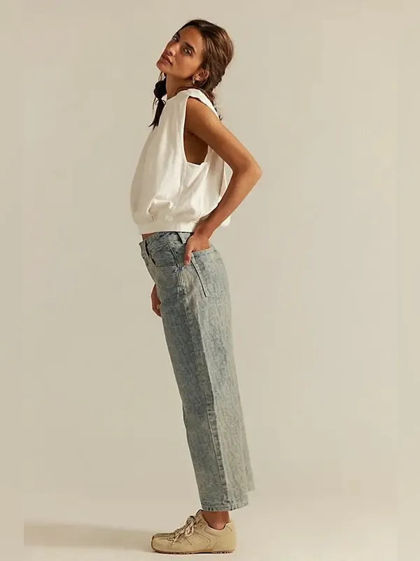 Free People We The Free Deep Trance Dropped Jacquard Jeans Sz.24 - Image 3