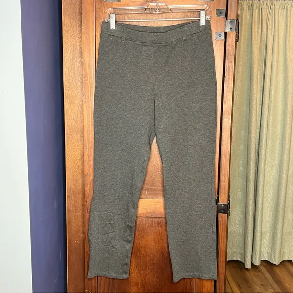 Quince Gray Ponte Straight Leg Pants Stretch Pull On Workwear Business Size M - Image 4
