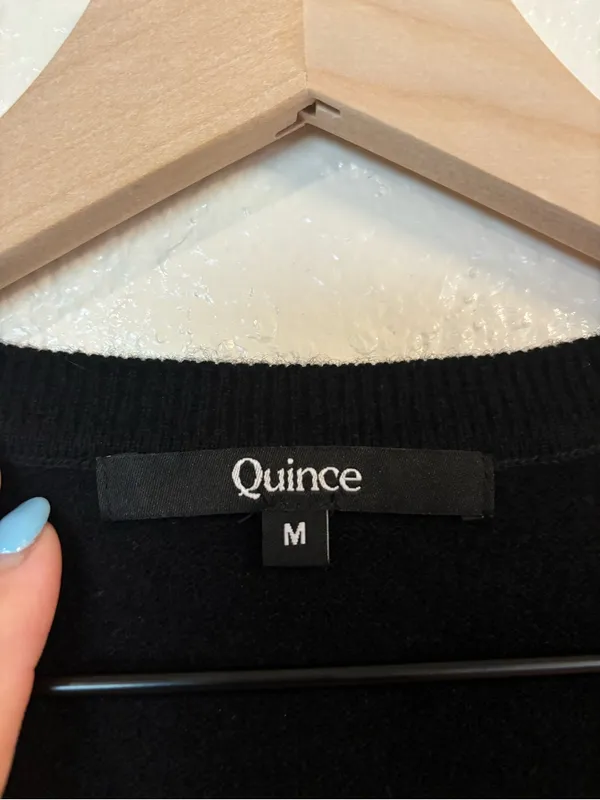 QUINCE Mongolian 100% Cashmere V-Neck Sweater in Black - Image 4