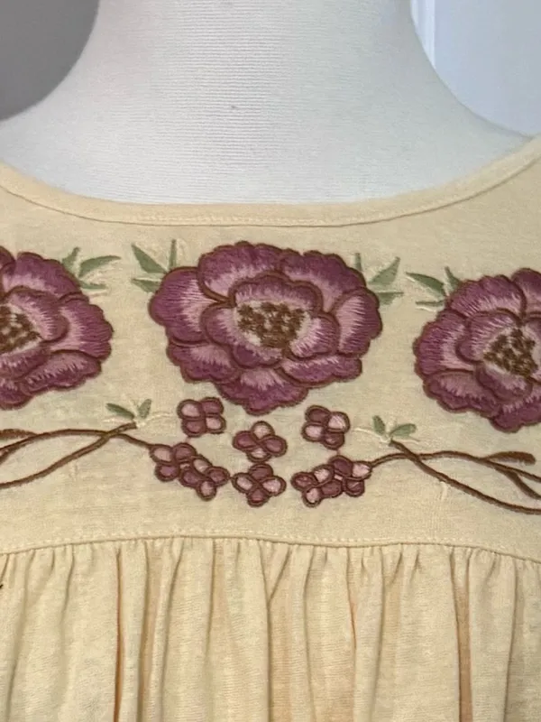 Boho Floral Embroidered Babydoll Top Bell Sleeve Easel L NWT - Image 8