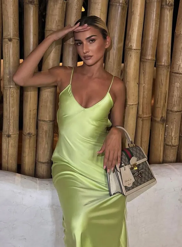 ZARA Dress Lime Green Satin Effect Maxi Midi Wedding Party Date Coctail - Image 8