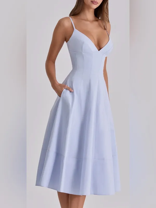NEW House of CB Millie Bluebell Corset Bodice Stretch Cotton midi Dress sz XS - Image 5