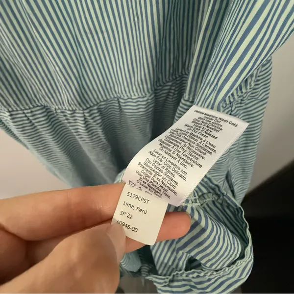 Nation LTD Large Camille Midi‎ Sundress Spritz Stripe Mint Blue Tiered Resort - Image 8