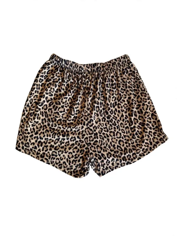Tres Bien Leopard Lounge Shorts Small - Pajama Shorts Pockets - Image 3