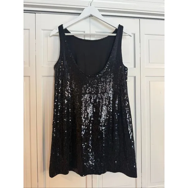 Free People Vintage black sequin scoop back tank dress 6 - Image 5